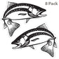 Trout stickers, 5 inch, black and white, 8 pack.