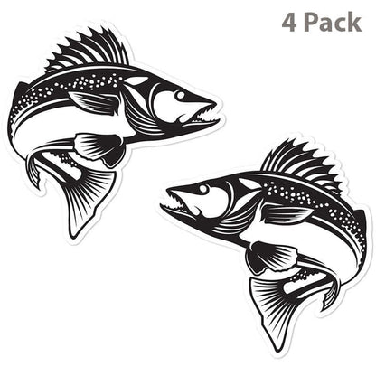 Walleye stickers 5 inch, 4 Pack.