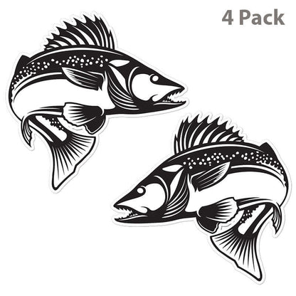 Walleye stickers 9 inch, 4 Pack.