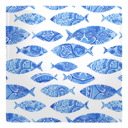 Blue fish decor design perfect for fun fridge magnets in a 5-pack set.