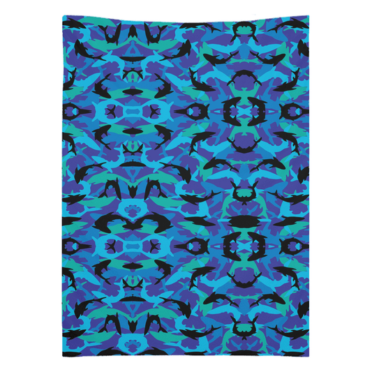 Vibrant shark pattern wall tapestry, perfect for fish décor and adding style to any room. Made from high-quality polyester.