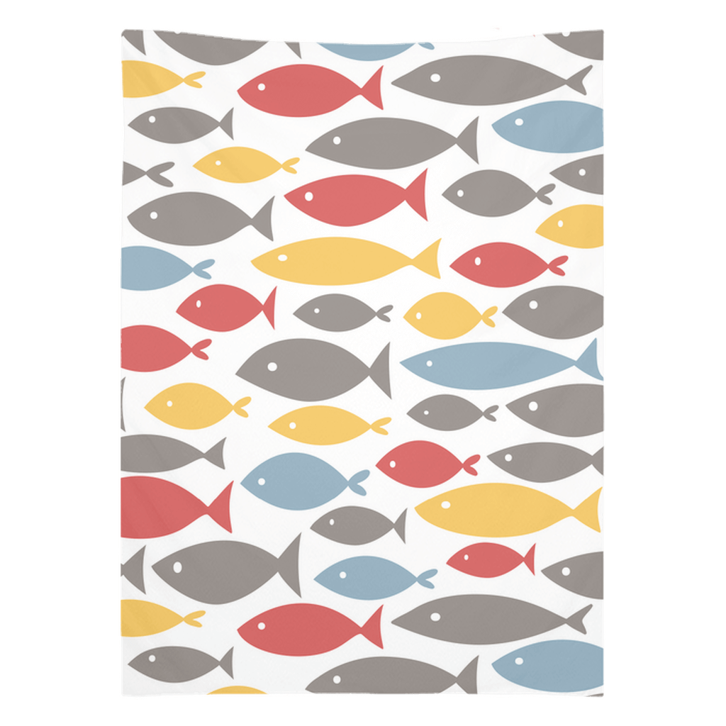 Colorful fish wall tapestry with vibrant fish decor design, perfect for adding artistic flair to any room.