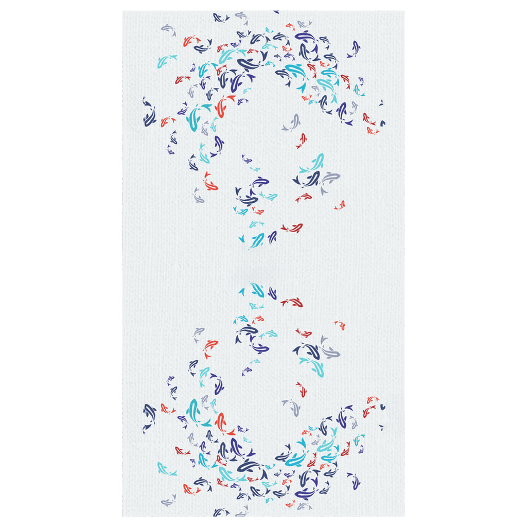 Carp and Koi Fish tablecloth with colorful aquatic design on a white background. Perfect for dining tables.