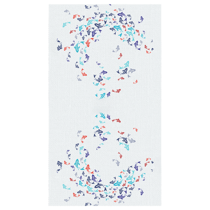 Carp and Koi Fish tablecloth with colorful aquatic design on a white background. Perfect for dining tables.