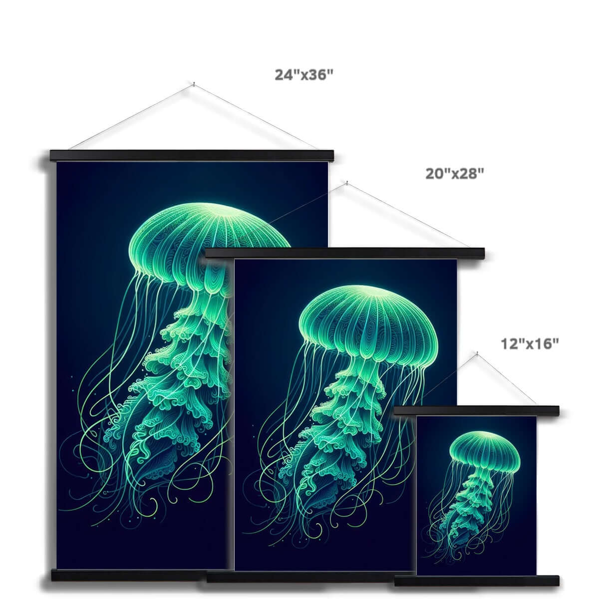 Glowing Green Jellyfish | Hanging Print