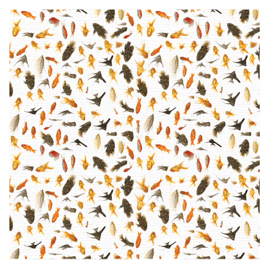 Aquarium Fish tablecloth with vibrant fish design in orange, black, and white colors. Perfect for adding an aquatic touch to your dining area.