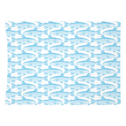 Blue Grayling wall tapestry featuring fish décor in vibrant patterns for stylish home enhancement.