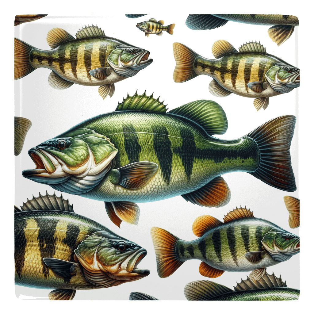 Largemouth Bass fish décor magnets for fridge in a fun 5 pack set.