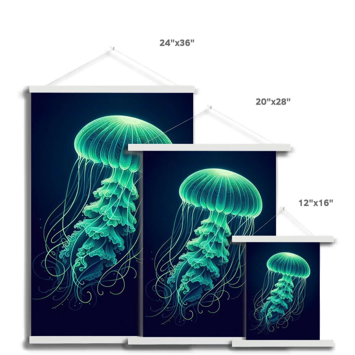 Glowing Green Jellyfish | Hanging Print