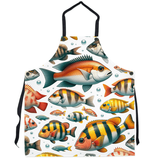 Colorful Snapper fish apron with vibrant underwater design, perfect for marine life enthusiasts and ocean lovers.