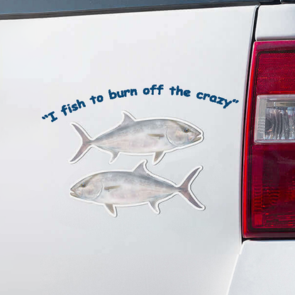 Amberjack custom fishing decals on a truck.