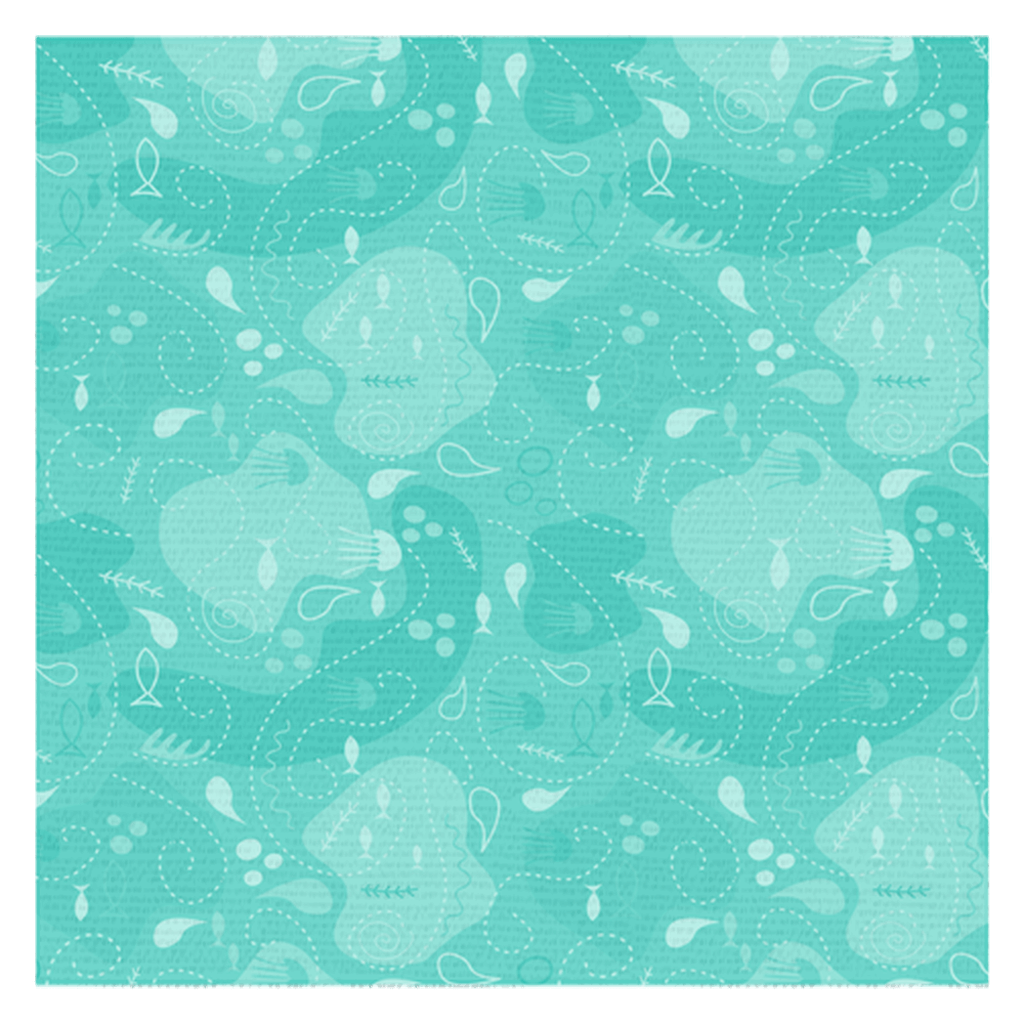 Blue Green Fish and Jellyfish Tablecloth with aquatic design