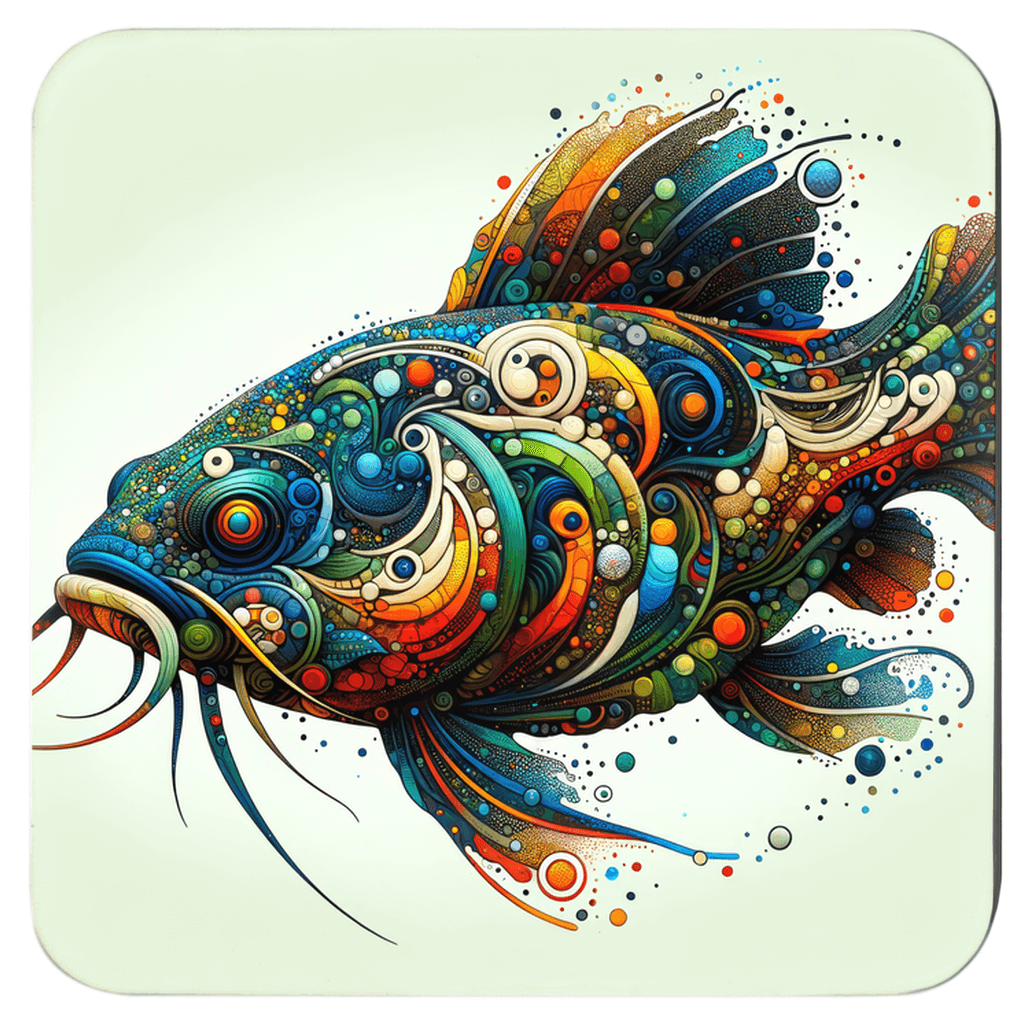 Colorful Catfish Abstract Coaster from 6-Pack, perfect for cool drink coasters or unique fish drink coasters.