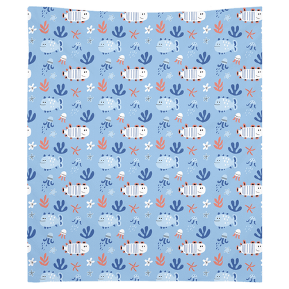 Cute fish decor wall tapestry featuring playful fish patterns in blue and red, perfect for adding charm to any room.