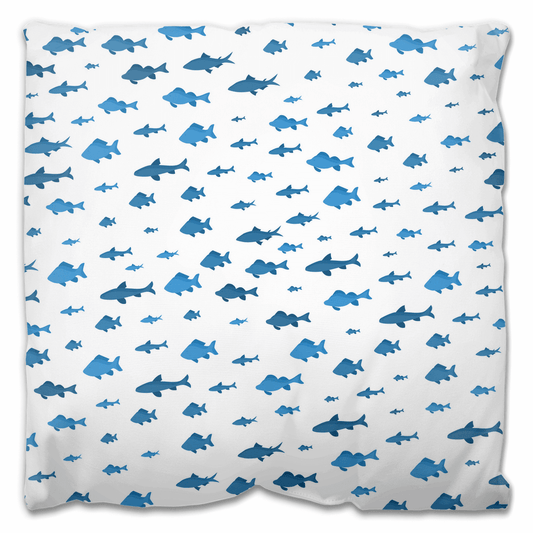 Fish and Shark Design | Outdoor Pillow | White