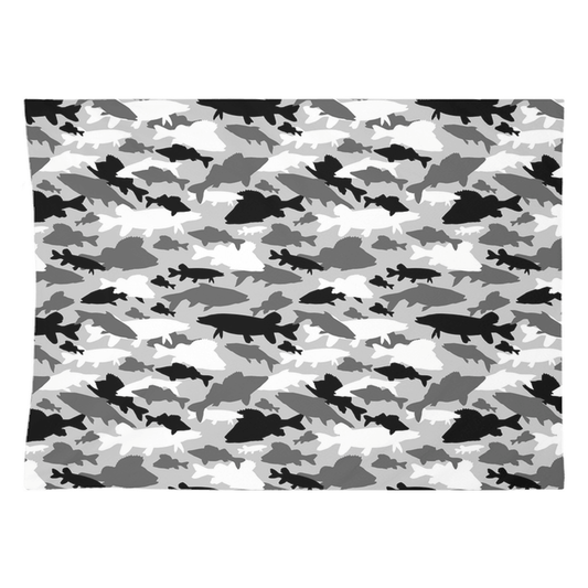 Grey Fish Camo Wall Tapestry with Unique Fish Wall Art Design