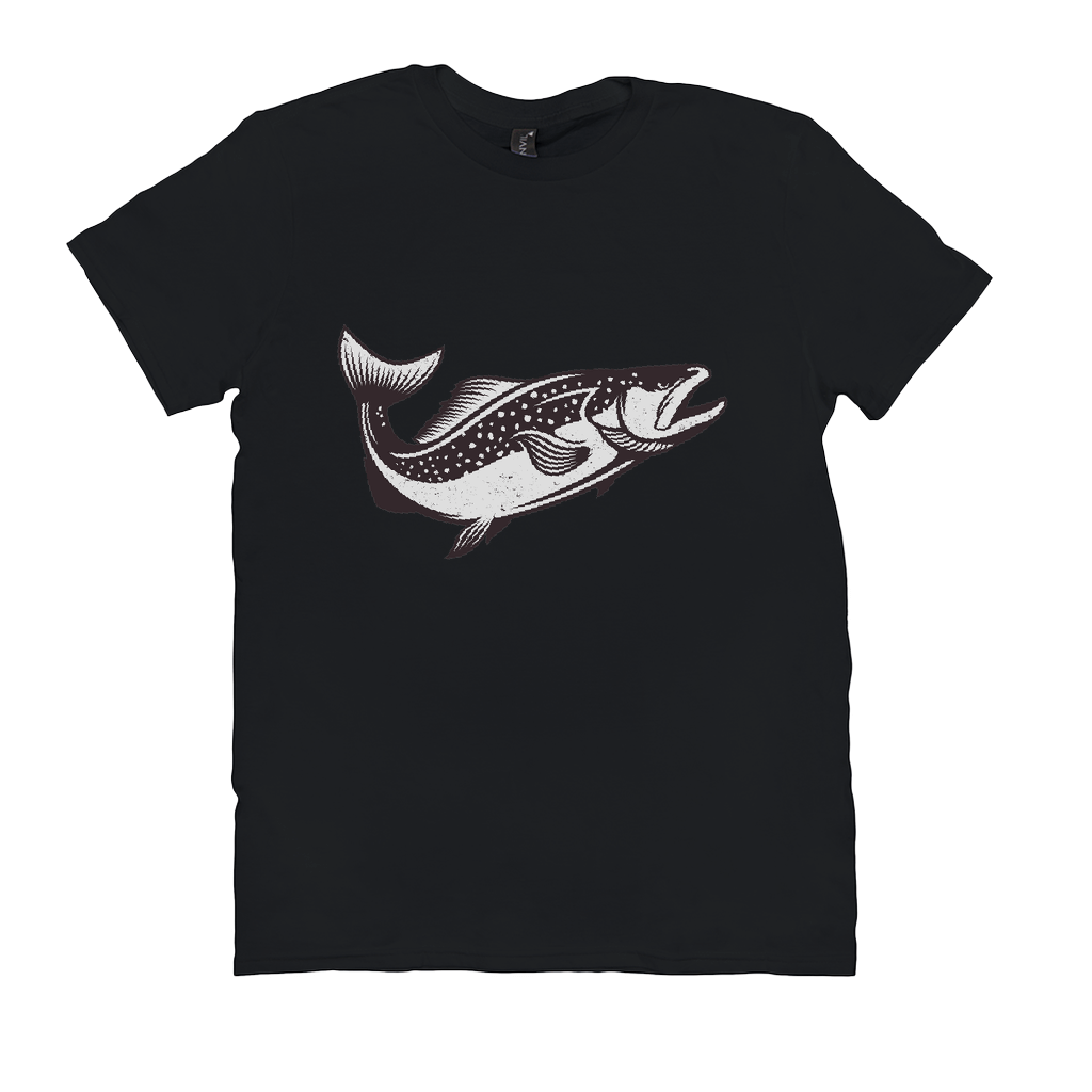 Black Trout T-Shirt with elegant fish design for anglers and fishing enthusiasts