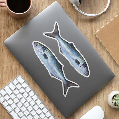 Bluefish stickers on a laptop.