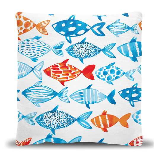 Watercolor Fish Woven Pillow