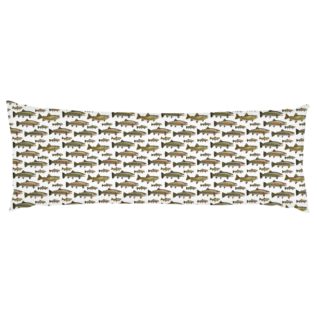 Trout Design Body Pillow, front - madfishlab.com