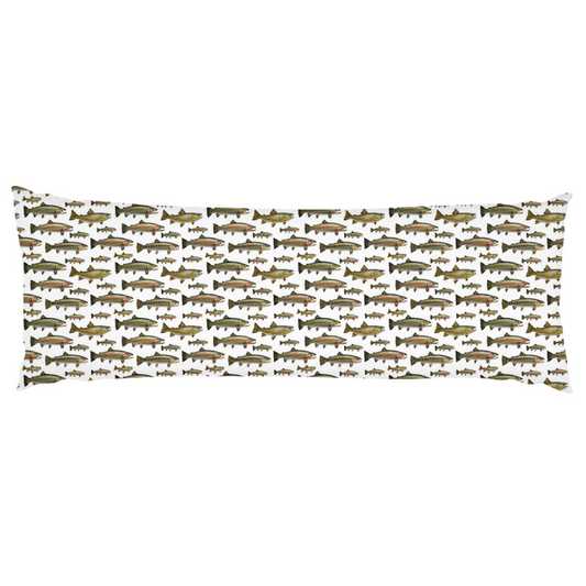 Trout Design Body Pillow, front - madfishlab.com