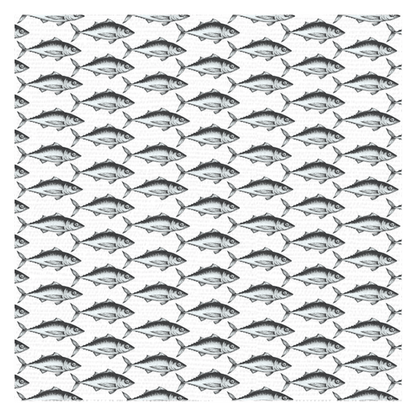 Mackerel Fish Tablecloth featuring an aquatic design, perfect for adding coastal charm to your dining table.