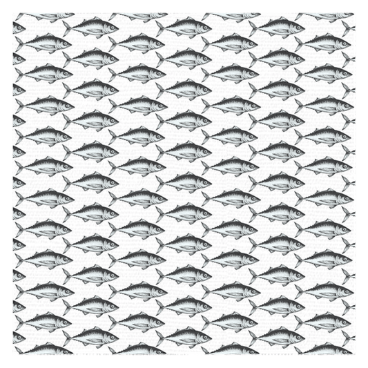 Mackerel Fish Tablecloth featuring an aquatic design, perfect for adding coastal charm to your dining table.