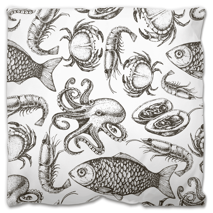 Seafood Sketch | Outdoor Pillow