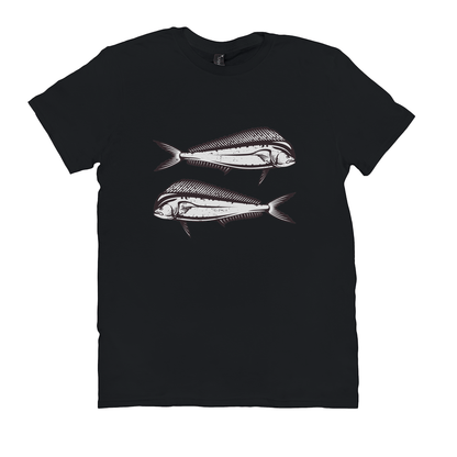 Black Mahi-Mahi T-Shirt with artistic fish design for fishing and angling enthusiasts