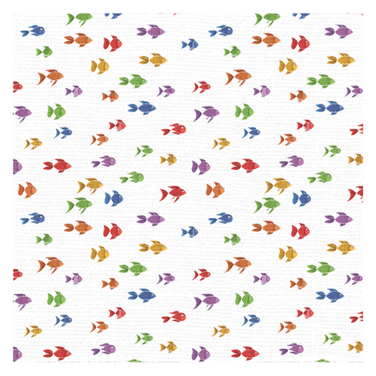 Colorful fish-themed tablecloth with vibrant aquatic design for dining tables.