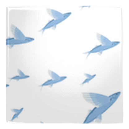 Flying fish fridge magnets in blue, perfect for fun kitchen décor and adding a splash of whimsy to any metal surface.