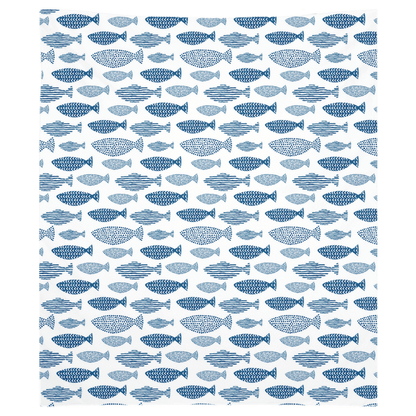 Fish decor design wall tapestry with blue patterned fish, perfect for stylish wall art.