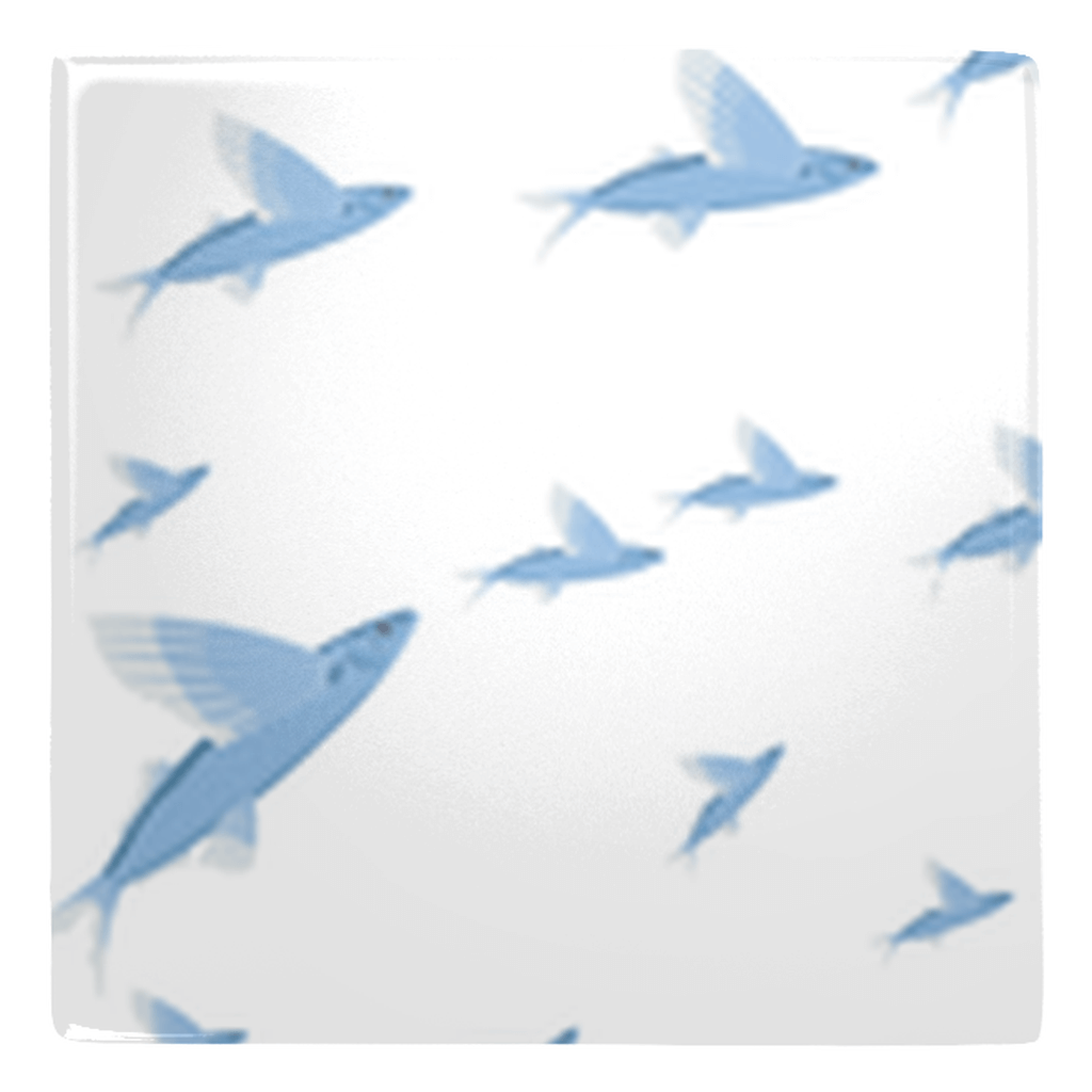 Fun flying fish décor metal magnets in blue, perfect for your fridge or office space decor in a playful 5-pack set.