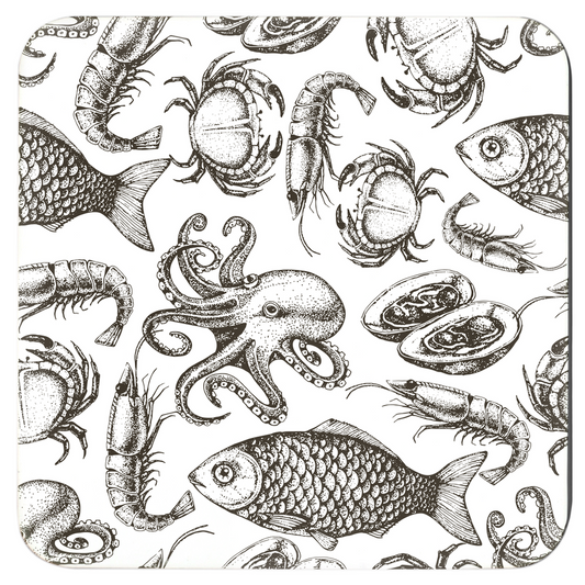 Seafood Sketch | Coasters | Set of 6