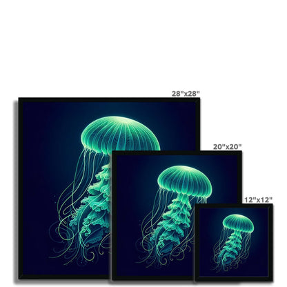 Glowing Green Jellyfish | Framed Print