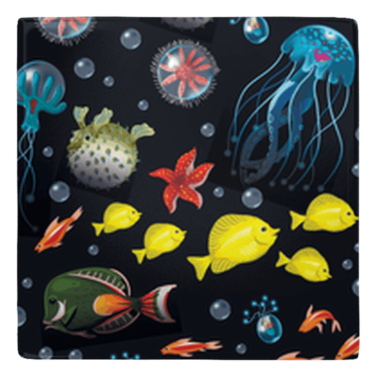 Vibrant deep sea fish and jellyfish metal magnet for fish décor lovers