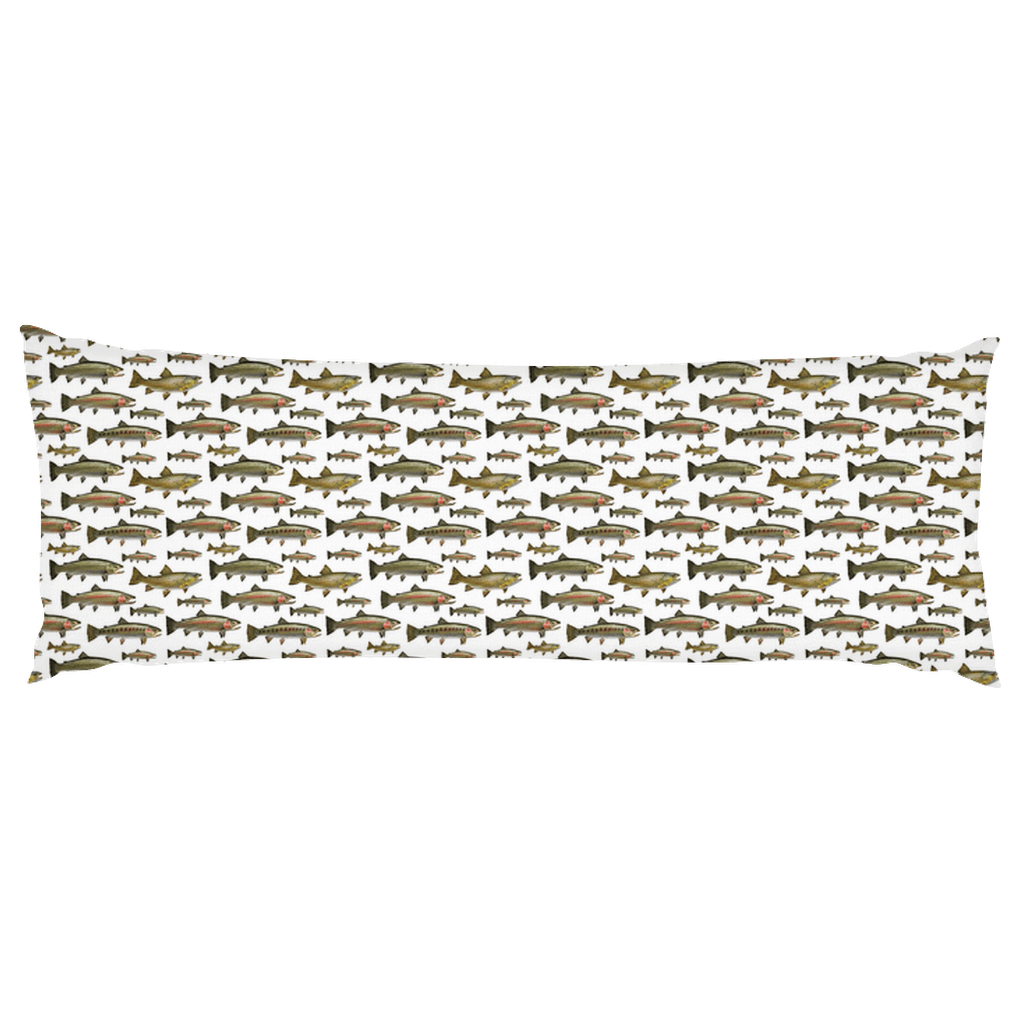 Trout Design Body Pillow, back - madfishlab.com