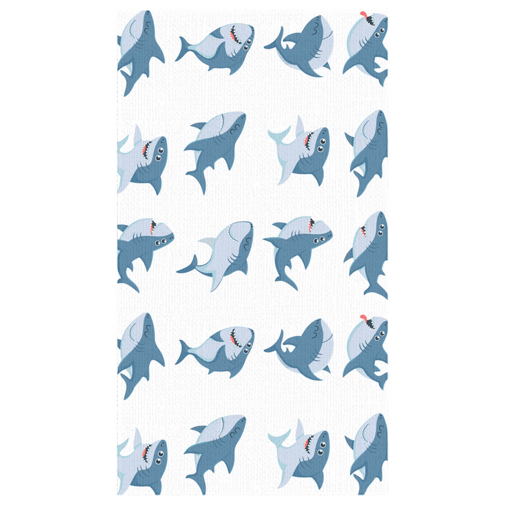 Cute Sharks tablecloth with playful shark design for coastal-themed dining.