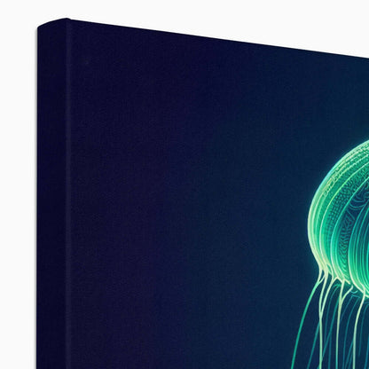 Glowing Green Jellyfish |Wrapped Canvas