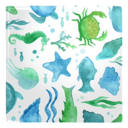 Watercolor marine life on metal magnet featuring fish and sea creatures for fish décor and fun fridge decoration.