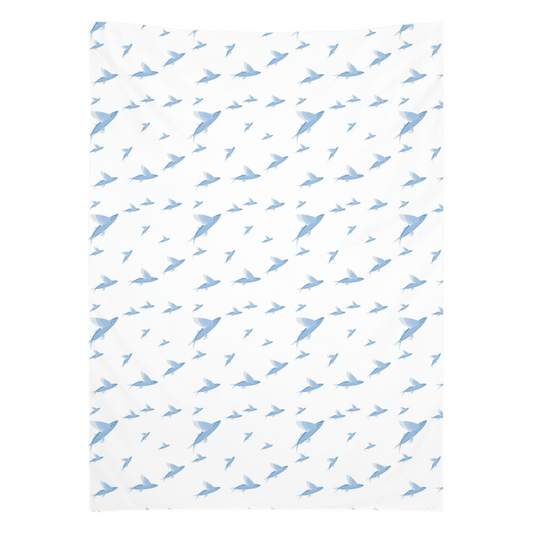 Flying fish wall tapestry with light blue fish pattern, perfect for fish wall decor and adding artistic flair to your space.