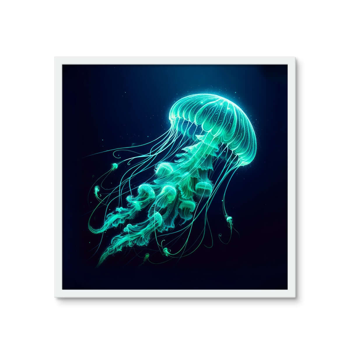 Glowing Jellyfish | Framed Wall Art Tile