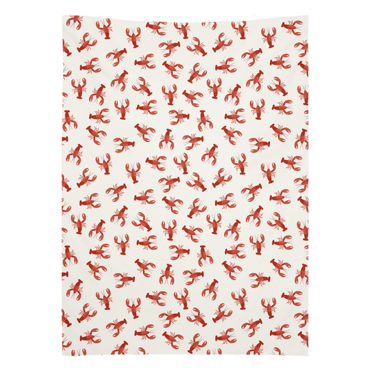 Crayfish Crawfish wall tapestry with vibrant red crustaceans, perfect fish décor for a lively room atmosphere.