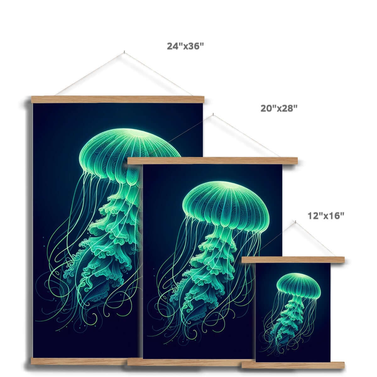 Glowing Green Jellyfish | Hanging Print