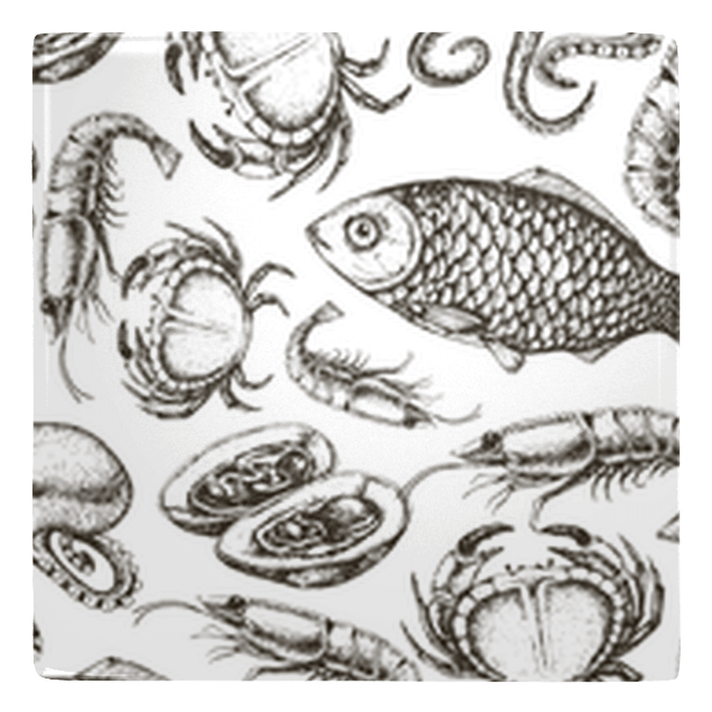 Nautical fish décor metal magnet with intricate seafood sketch design, perfect for adding charm to kitchen or office spaces.