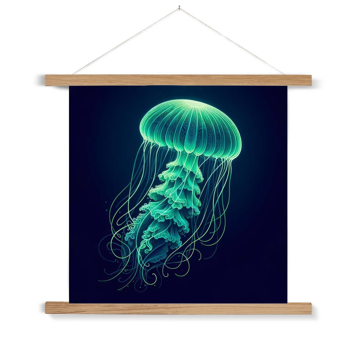 Glowing Green Jellyfish | Hanging Print