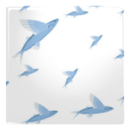 Blue flying fish design on fun fridge magnets for playful kitchen décor.