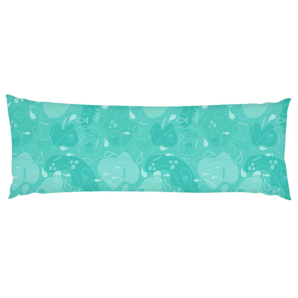 Underwater Sea Pattern Body Pillow, front - madfishlab.com