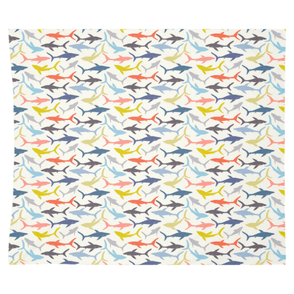 Colorful sharks wall tapestry with vibrant fish décor for stylish home enhancement.