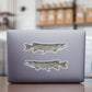 Northern Pike stickers on a laptop.
